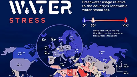 Vizualizace: Země světa s největším nedostatkem vody